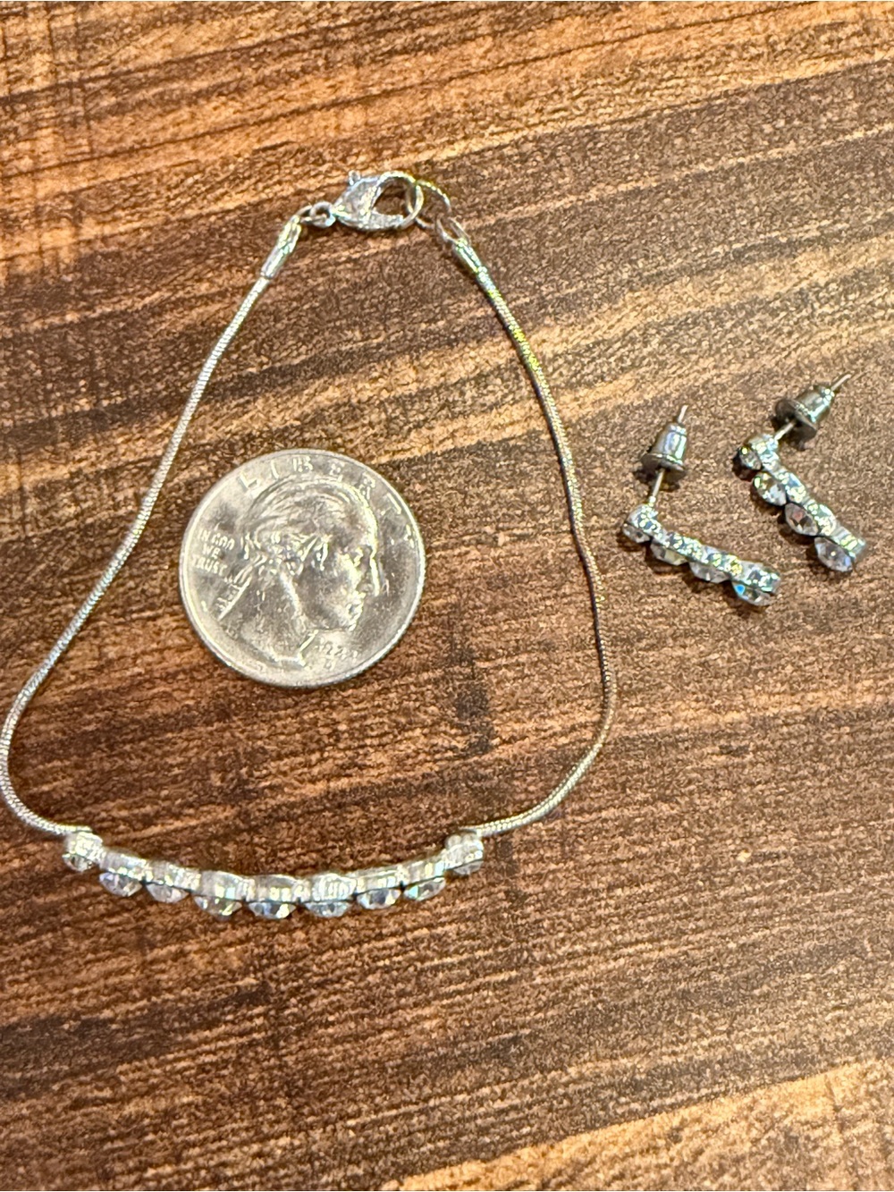 Sterling Silver Cubic Zirconia Bracelet and Earring Set in Silver
